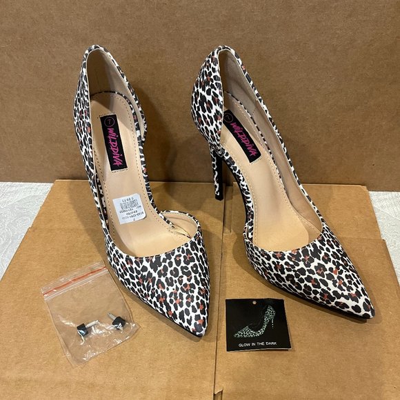 WILD DIVA Glow in the Dark Animal Print Heels, Size 7 - Picture 1 of 10